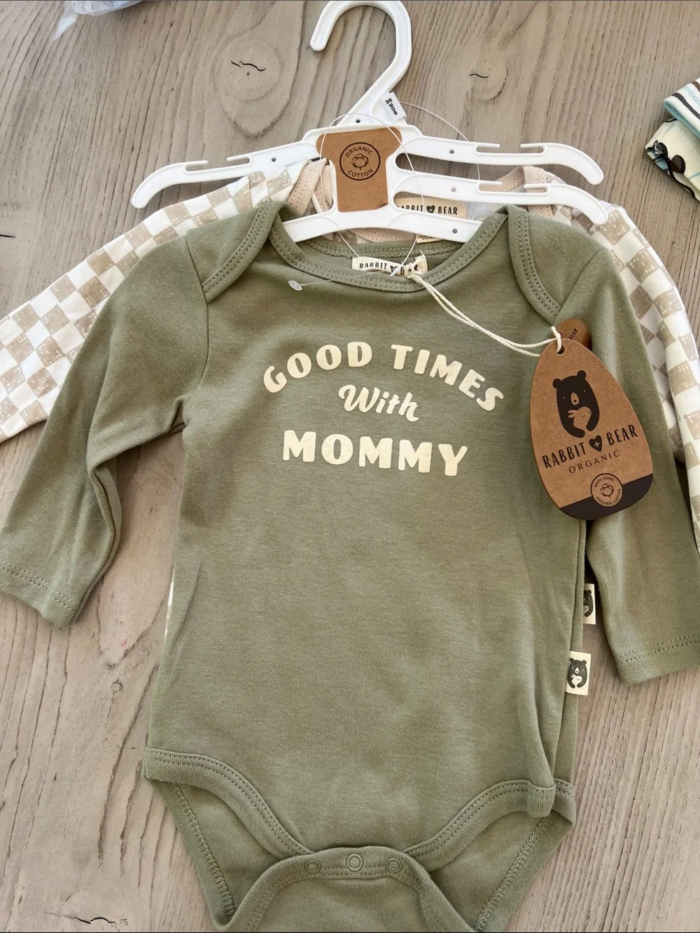 Multi-Pack Baby Bodysuits & Bib Set - Olive Green, Cream, Light Blue